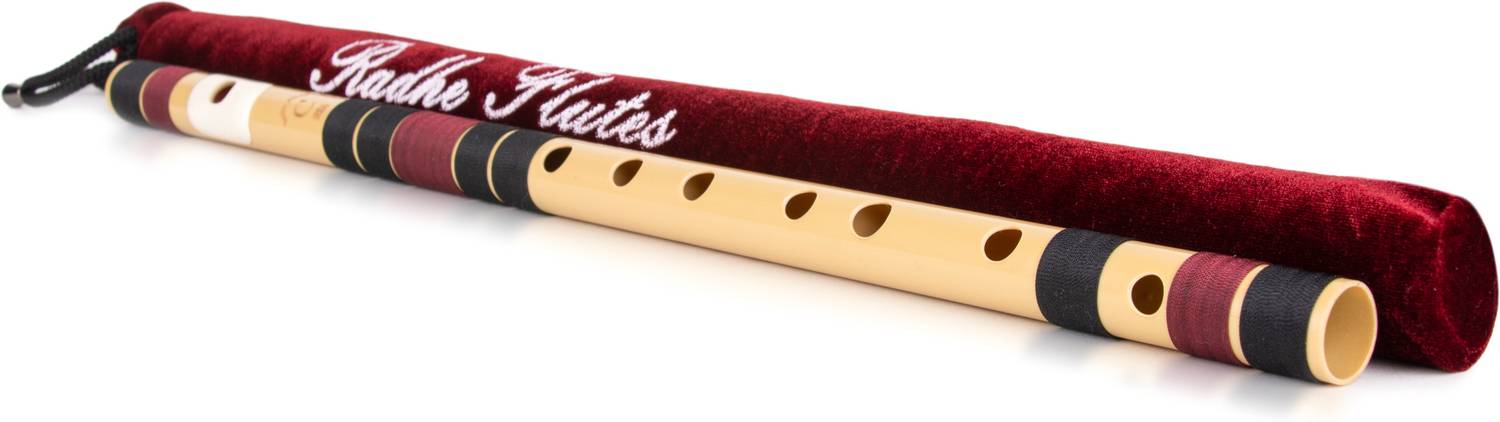 Radhe C Natural Bansuri Flute Black/Maroon - Image 3