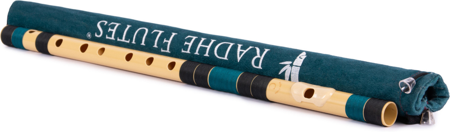 Image of Radhe Flutes C Sharp Bansuri Middle Octave Right Handed Black & Dark Green With Velvet Cover PVC Flute