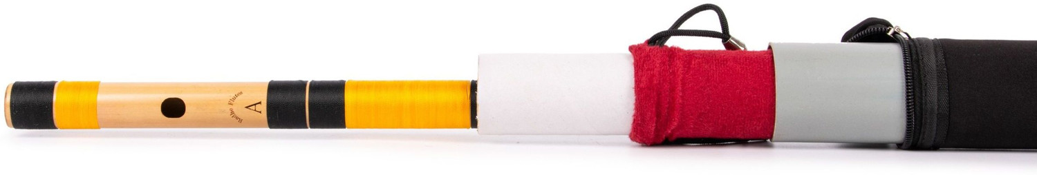 Image of Radhe Flutes A natural base Octave right HandWith Velvet Cover Bamboo Flute