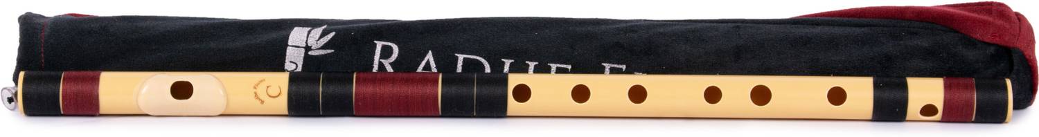 Radhe C Natural Bansuri Flute Black/Maroon - Image 2