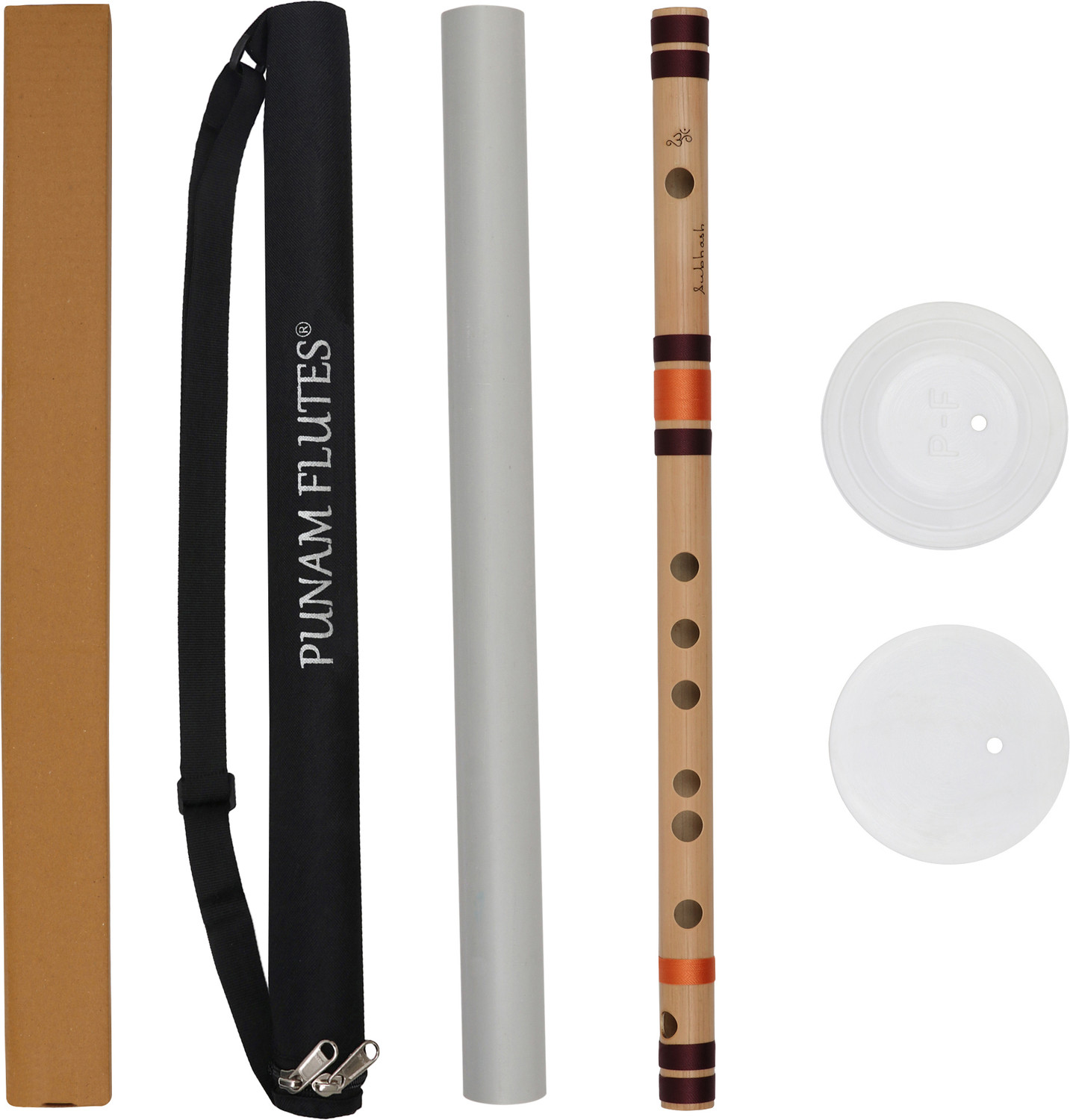 Image of Punam Flutes F Sharp Medium Premium Bansuri (Right Hand) 13.7 inches Bamboo Flute