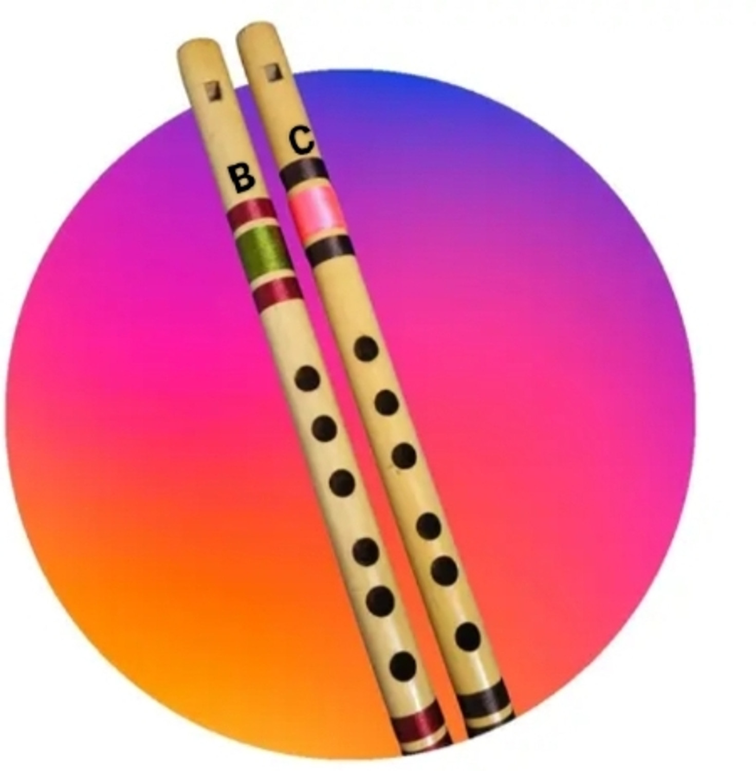 Image of HEAVEN Flute B Tune & C Tune Two Pieces Straight Bansuri 13 & 14 inch well tune Bamboo Flute