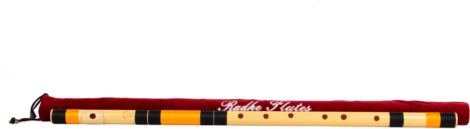 Image of Radhe Flutes E Natural Bansuri Base Octave With Lip-Plate Right Handed With velvet Cover PVC Flute