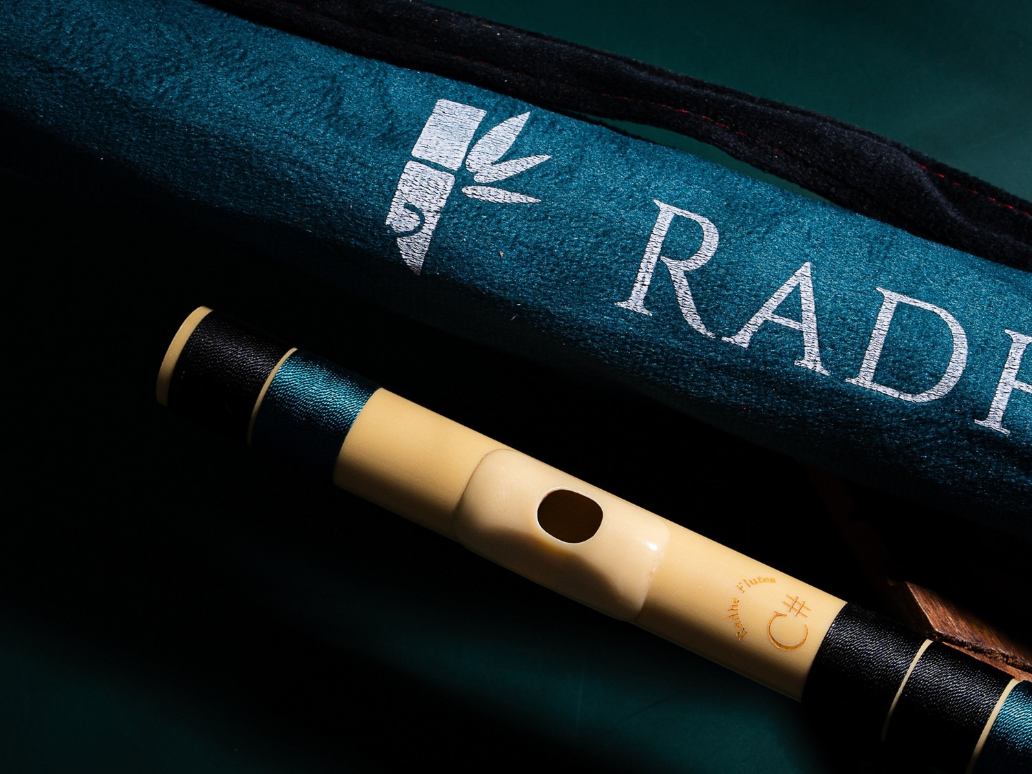Image of Radhe Flutes C Sharp Bansuri Middle Octave Right Handed Black & Dark Green With Velvet Cover PVC Flute