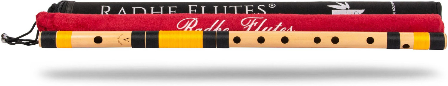 Image of Radhe Flutes A natural base Octave right HandWith Velvet Cover Bamboo Flute