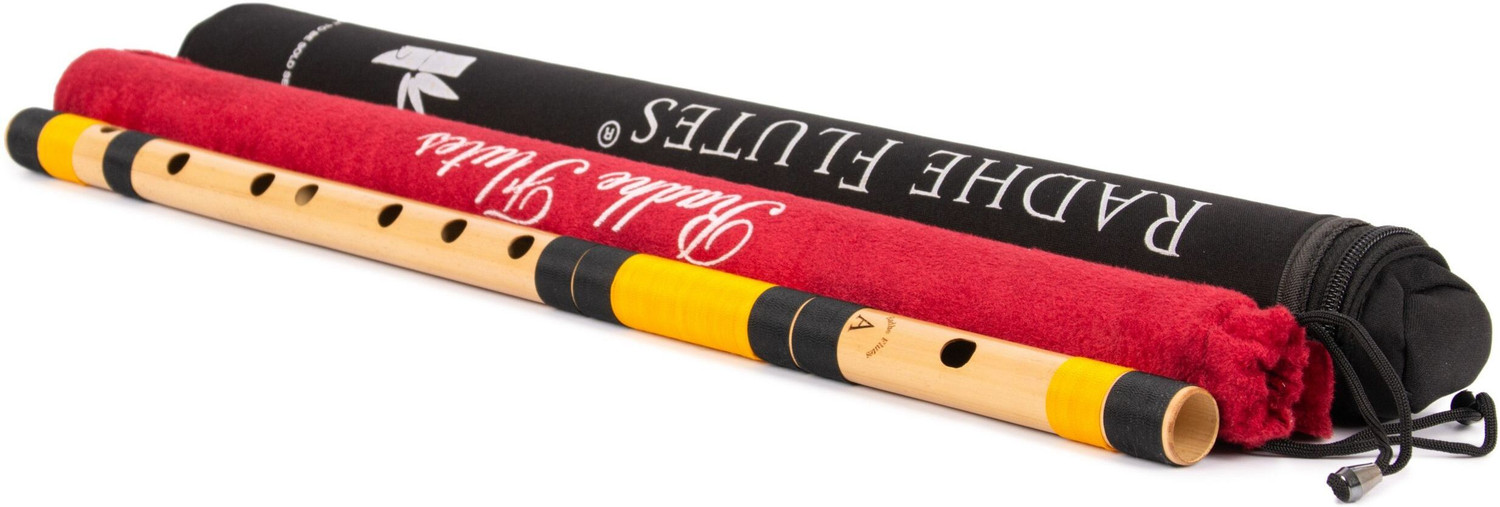 Image of Radhe Flutes A natural base Octave right HandWith Velvet Cover Bamboo Flute