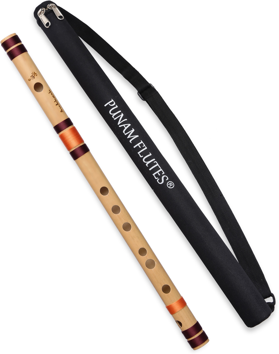 Image of Punam Flutes F Sharp Medium Premium Bansuri (Right Hand) 13.7 inches Bamboo Flute
