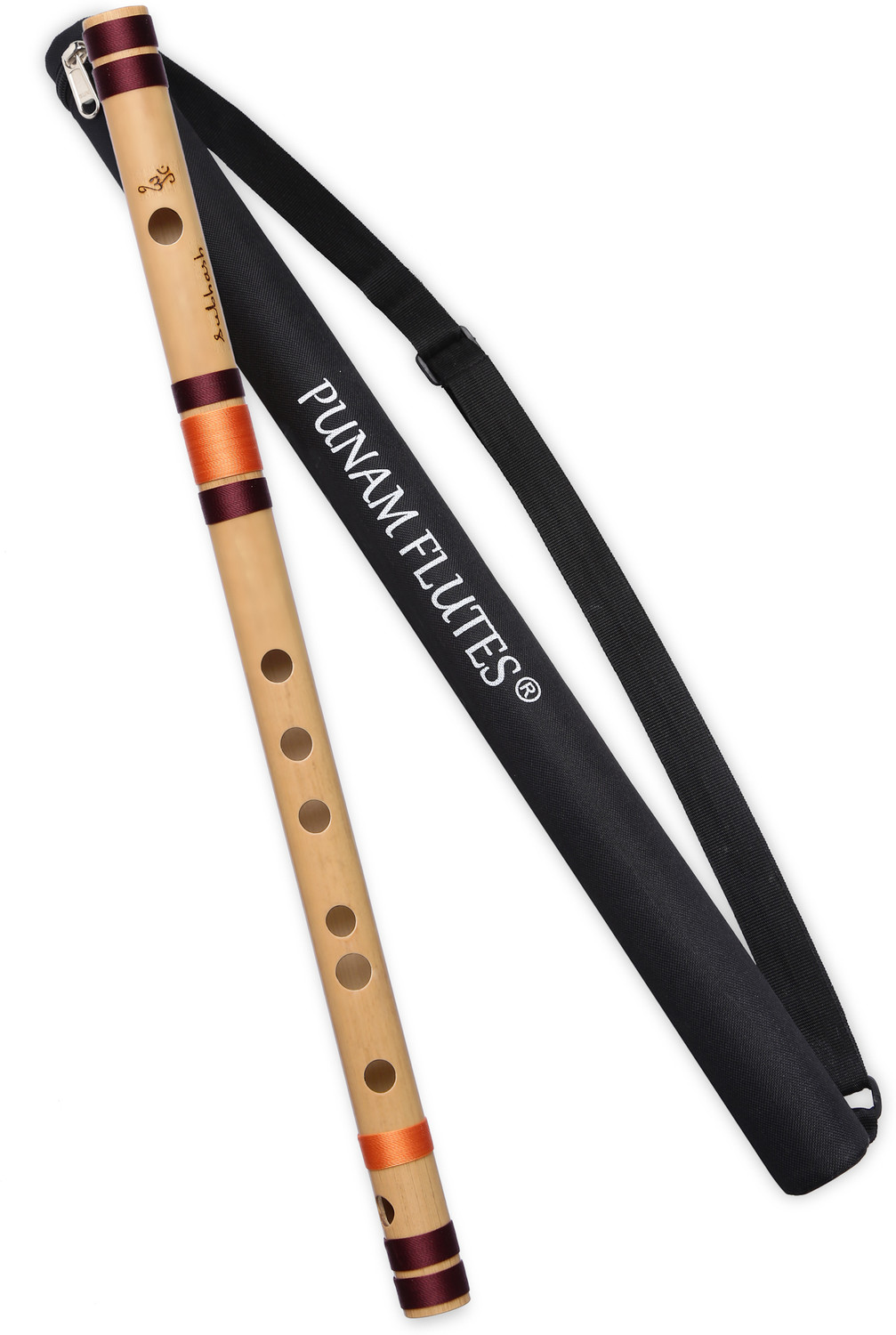 Image of Punam Flutes F Sharp Medium Premium Bansuri (Right Hand) 13.7 inches Bamboo Flute