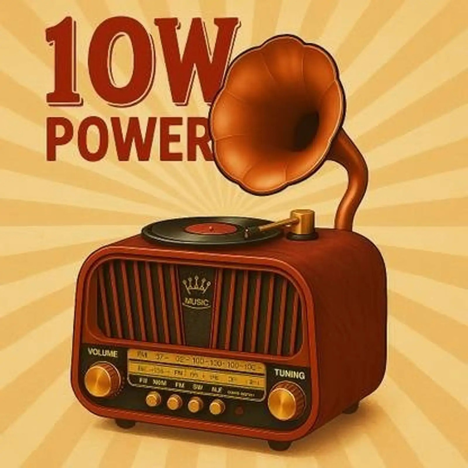 Image of MICROBOTS Vintage Gramophone Style Bluetooth Speaker with FM /AM Radio FM Radio