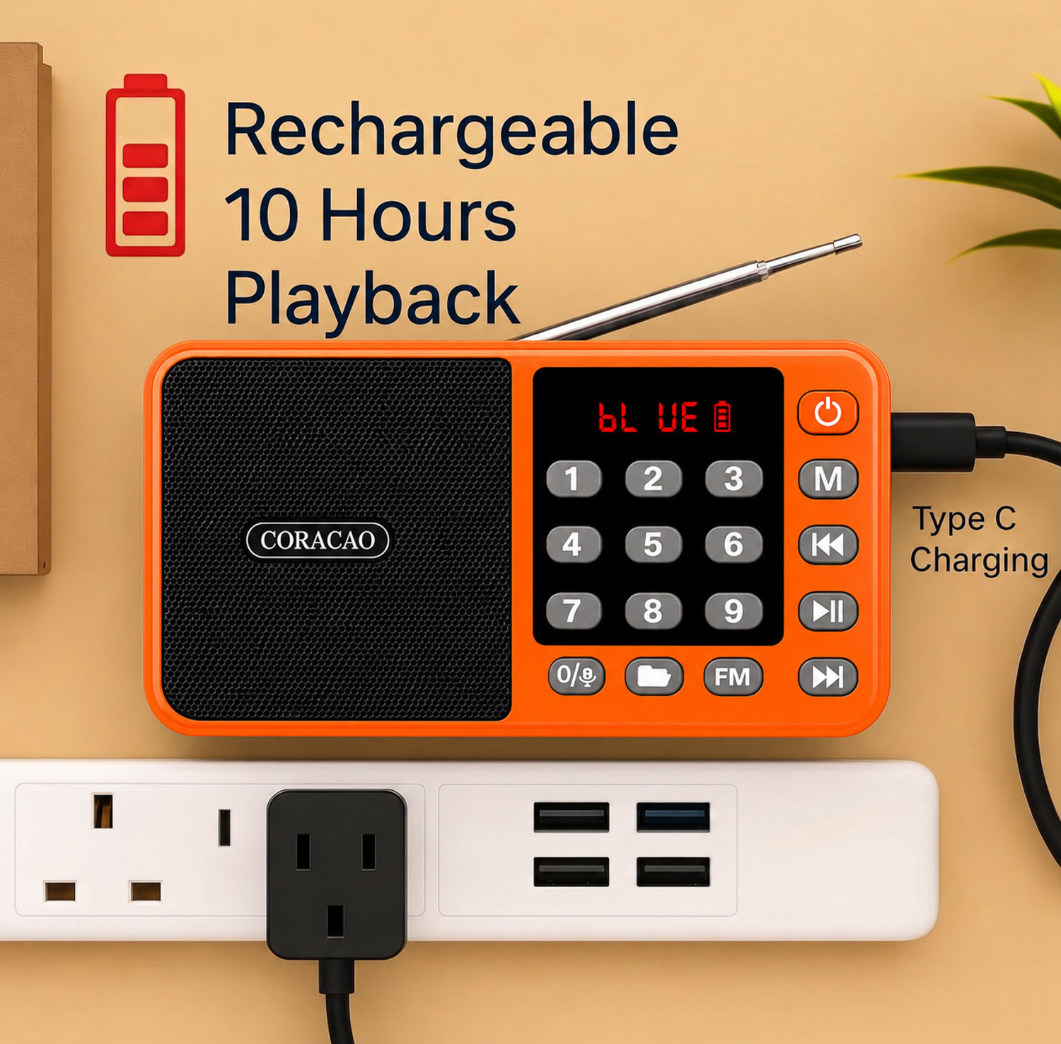 Image of Coracao Pocket Blast Bluetooth Speaker with FM , USB /SD Card and AUX FM Radio FM Radio