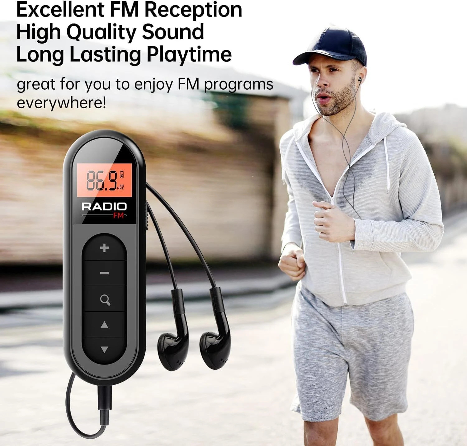 Image of CASON Small FM Radio /Pocket Mini Radio with Earphones,USB Rechargeable TransistorRadio FM Radio