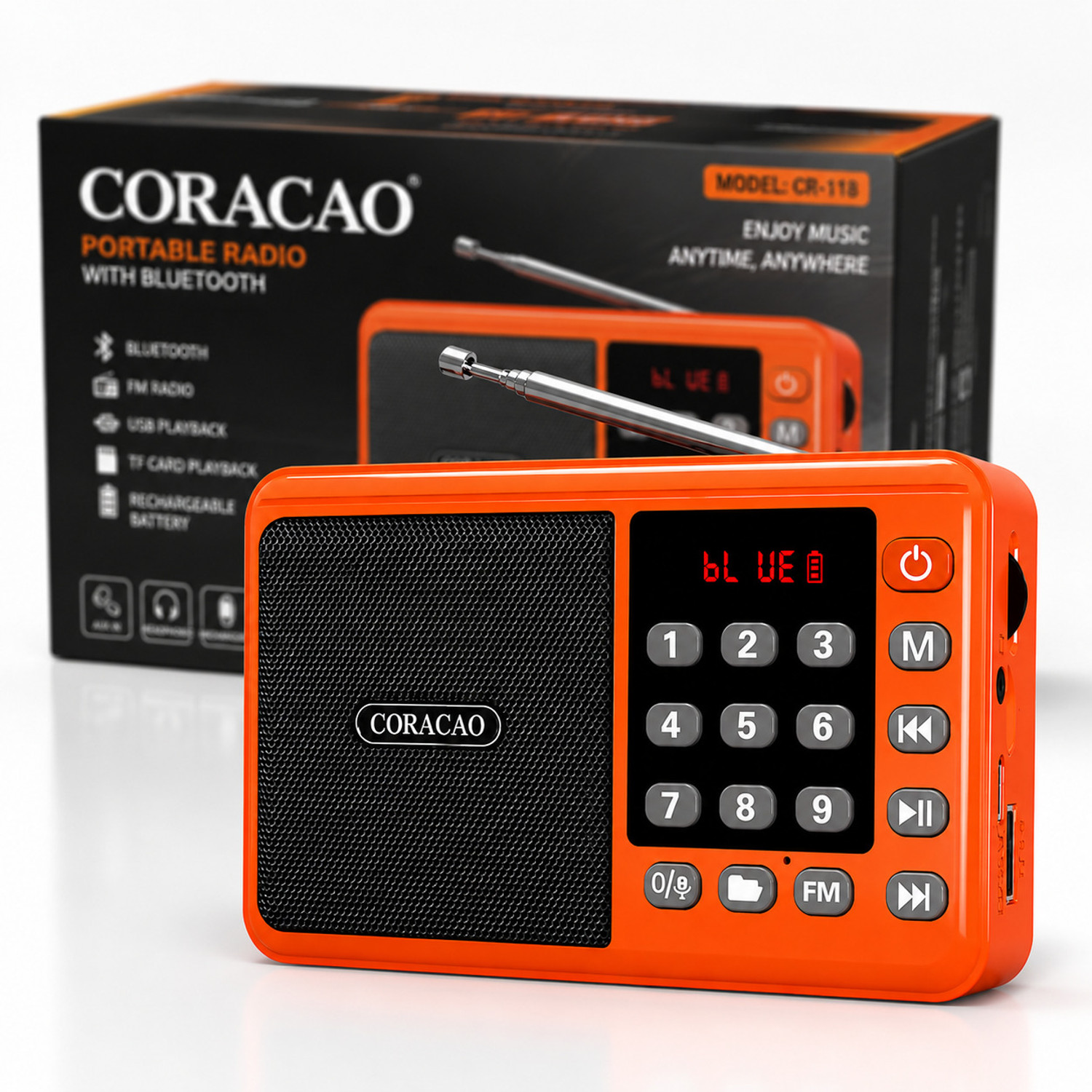 Image of Coracao Pocket Blast Bluetooth Speaker with FM , USB /SD Card and AUX FM Radio FM Radio