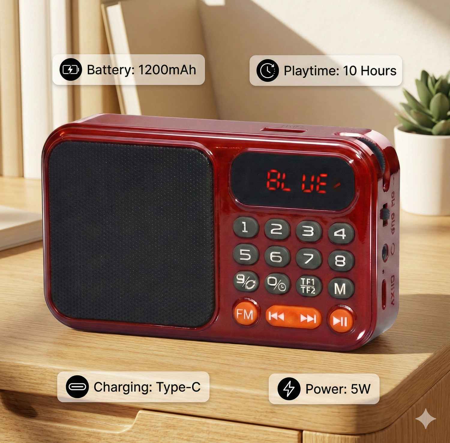 Image of Coracao Pocket FM Bluetooth Speaker with USB, SD & AUX | Portable Mini Music Player FM Radio