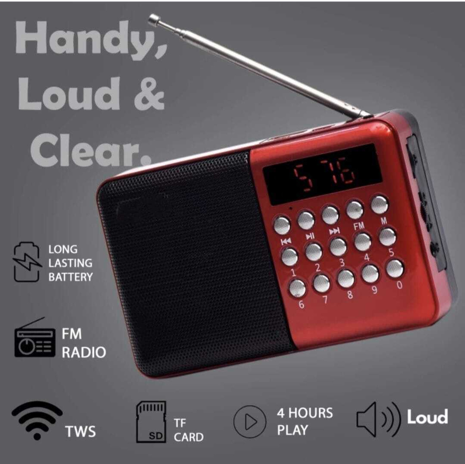 Image of JAXTER Pocket Blast Bluetooth Speaker with FM , USB /SD Card and AUX FM Radio Black FM Radio