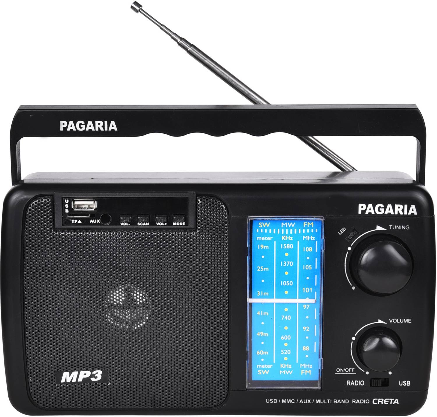 PAGARIA All NEW CRETA FM/ AM / SW Rechargeable Radio with Bluetoo