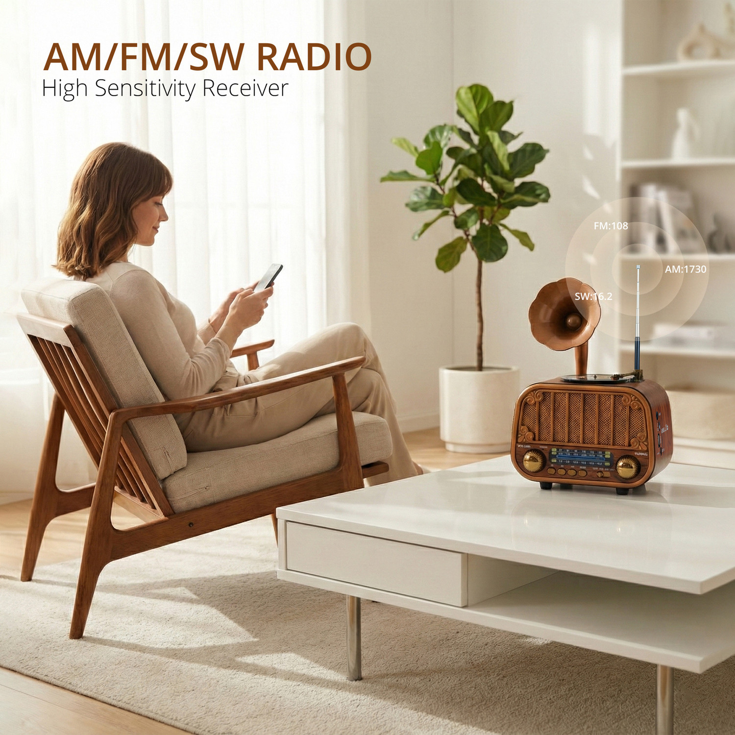 Image of iBELL FM Rhythm 540 Bluetooth FM Radio with USB, SD, MP3 Player, 3 Band FM Radio
