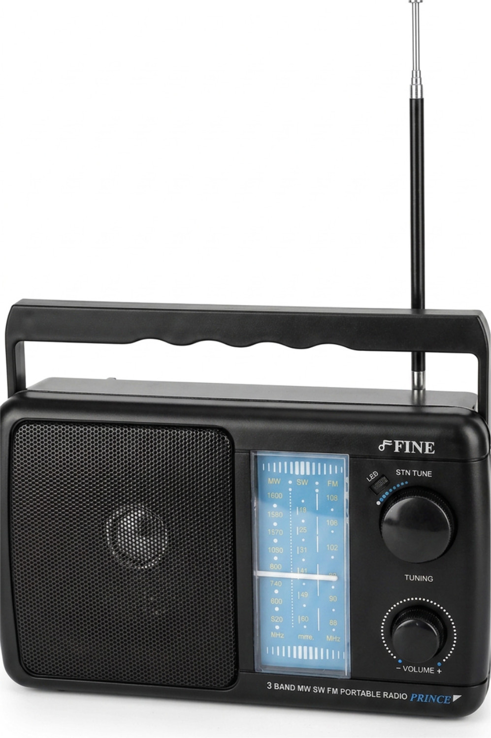 Image of FINE 5 Band Portable AM /FM /SW Radio with Built-in Speaker,Handle&Telescopic Antenna, FM Radio