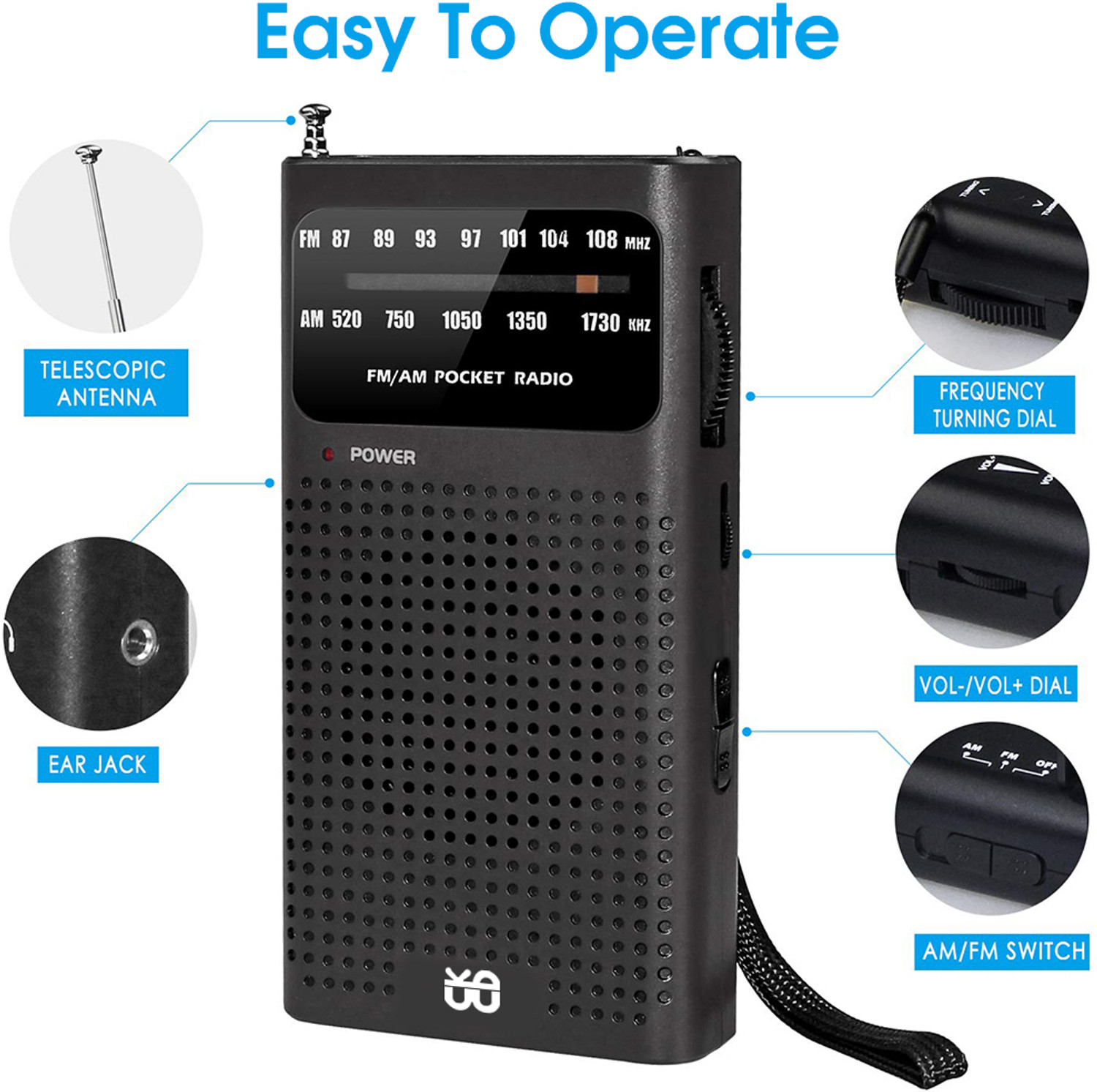 Image of Verilux Portable HiFi AM FM Radio Pocket Radio Player Operated Portable Radio FM Radio