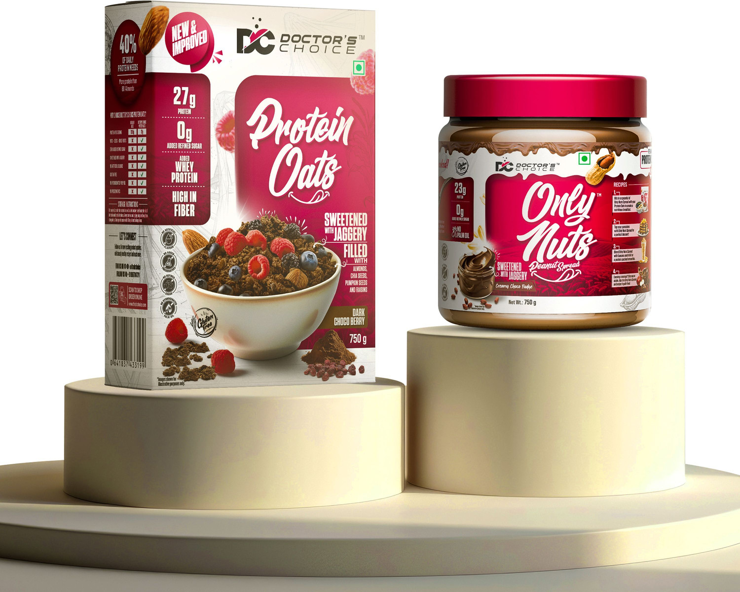 Image of DOCTOR'S CHOICE High Protein Chocolate Oats750g + Chocolate Peanut Butter Creamy 750g Combo