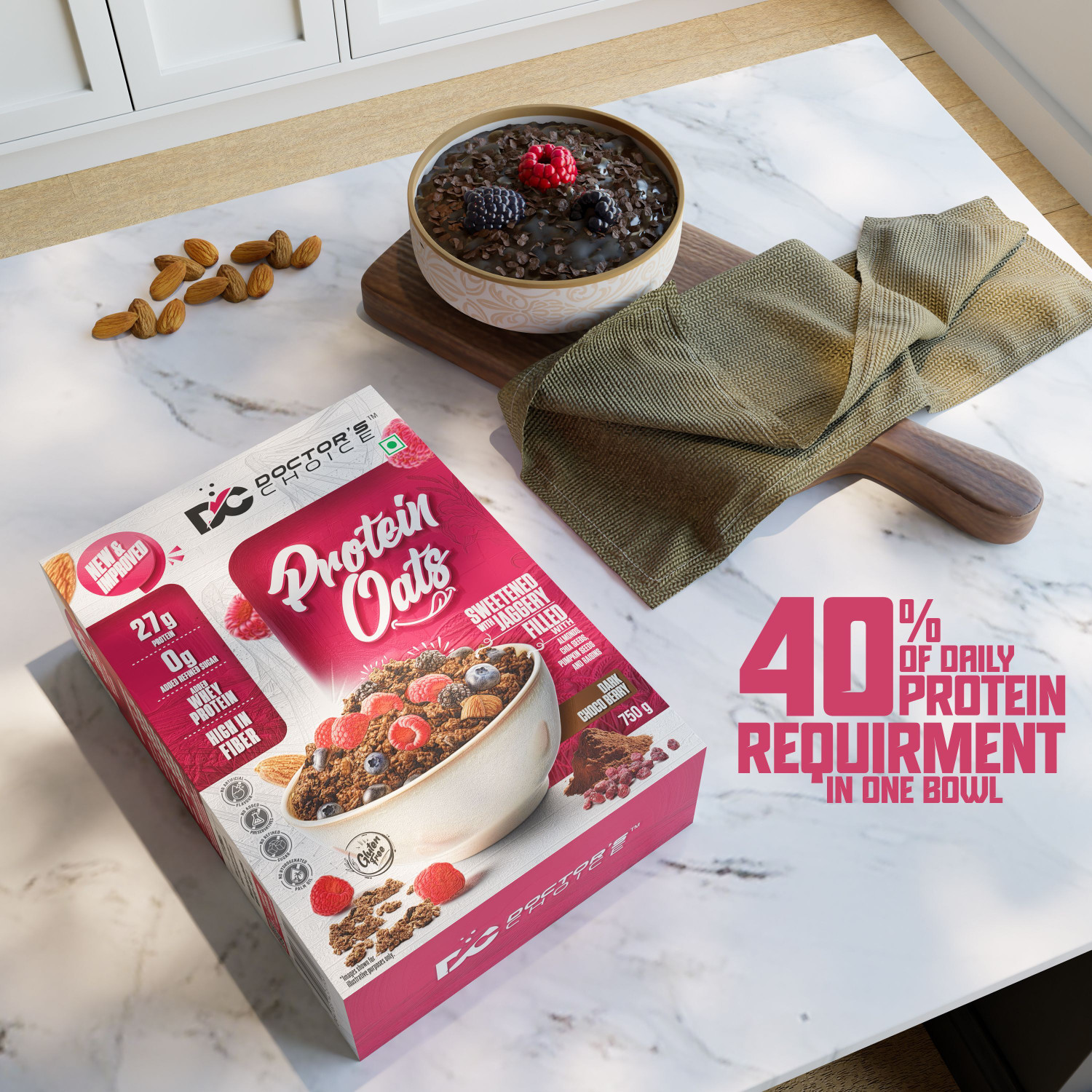 Image of DOCTOR'S CHOICE High Protein Chocolate Oats750g + Chocolate Peanut Butter Creamy 750g Combo