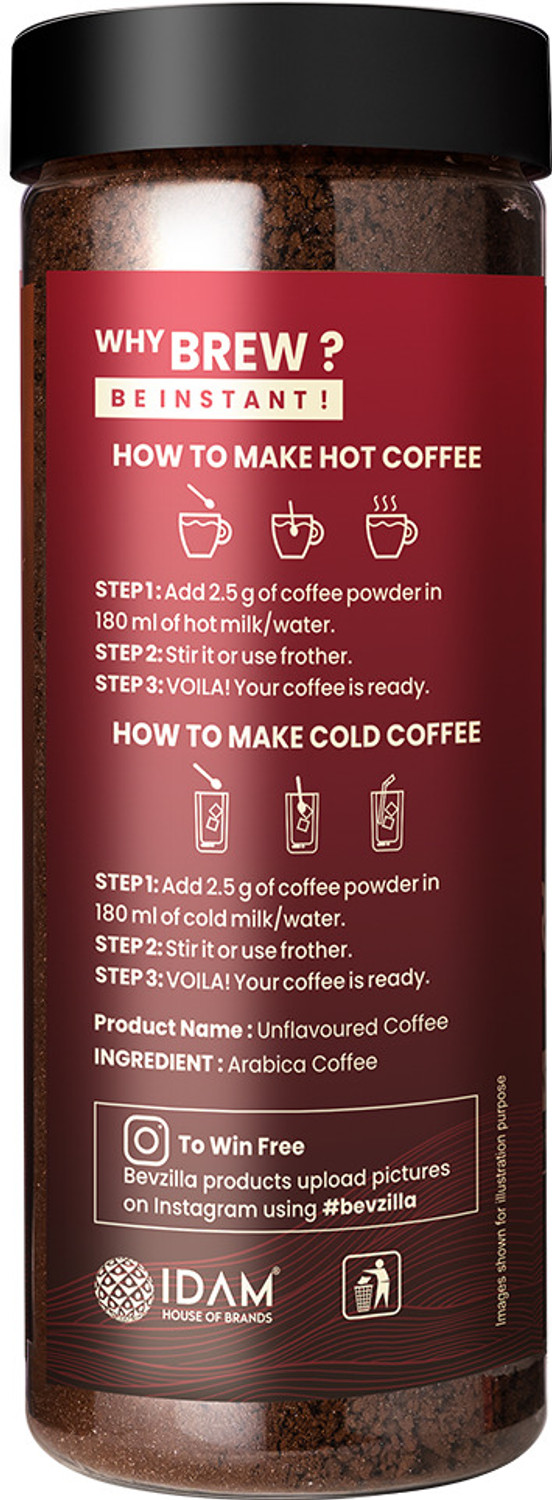 Image of Bevzilla Instant Coffee Powder Combo- 200g Premium Classic Strong & 200g Hazelnut Instant Coffee