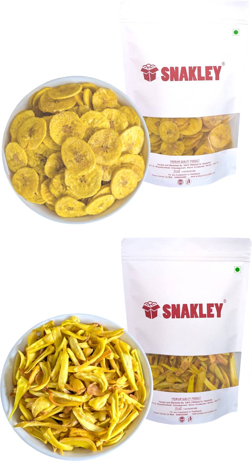 SNAKLEY Kerala Banana Chips and Jackfruit Chips Combo 150g Each t...mo