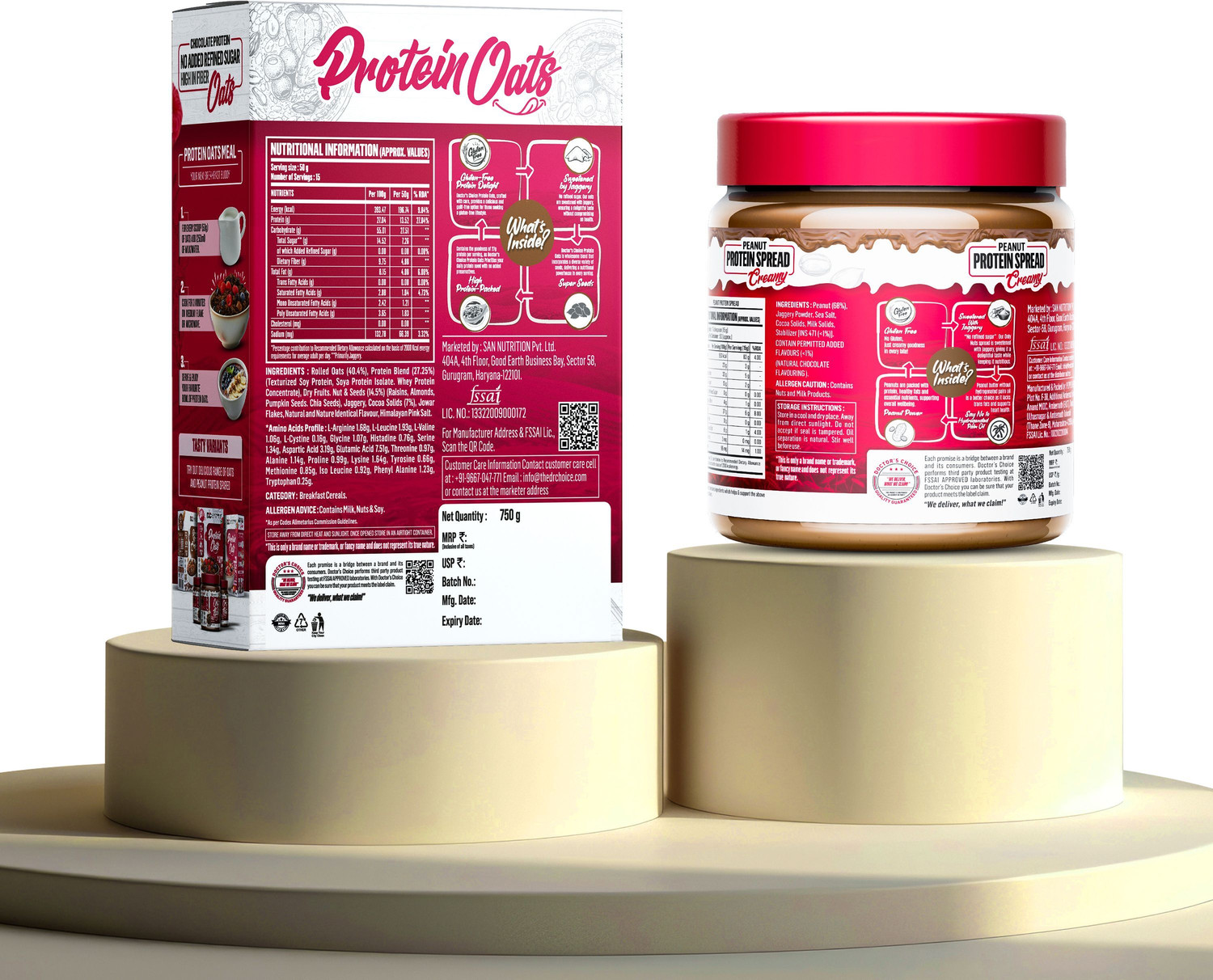 Image of DOCTOR'S CHOICE High Protein Chocolate Oats750g + Chocolate Peanut Butter Creamy 750g Combo