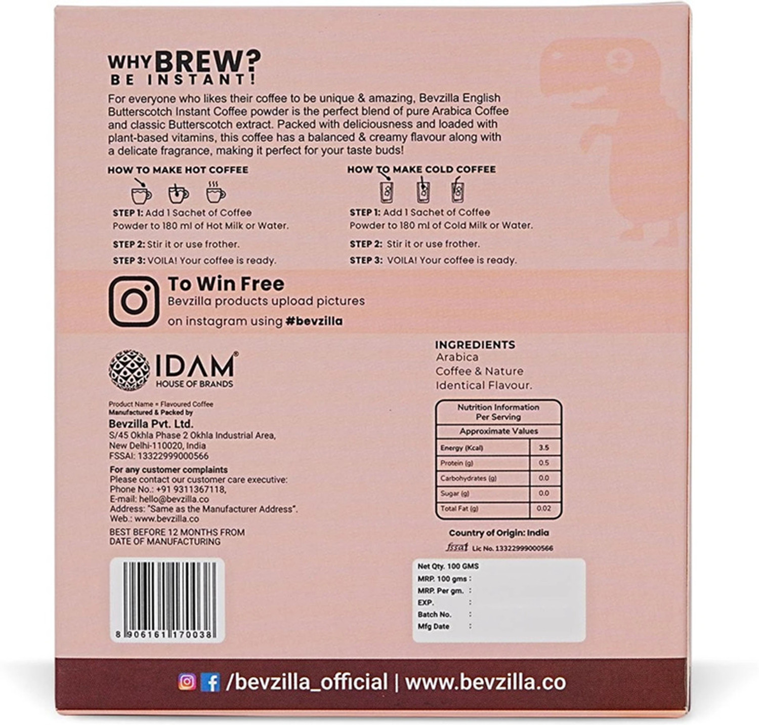 Image of Bevzilla Combo of 2 - 48 Butterscotch Coffee Sachet and 48 Hazelnut Coffee Sachet Combo