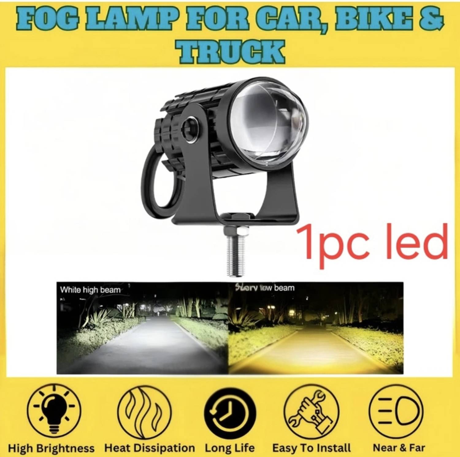 BIKEBLOOM LED Fog Lamp Unit for Universal For Car Universal For Car