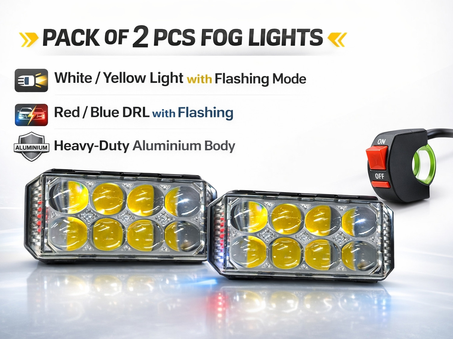 Image of BIKEBLOOM LED Fog Lamp Unit for Honda, TVS, Bajaj, Universal For Car, Hero Universal For Car