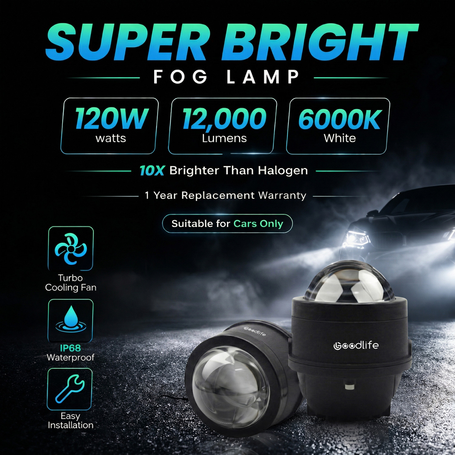 Image of GOODLIFE LED Fog Lamp Unit for Universal For Car Universal For Car