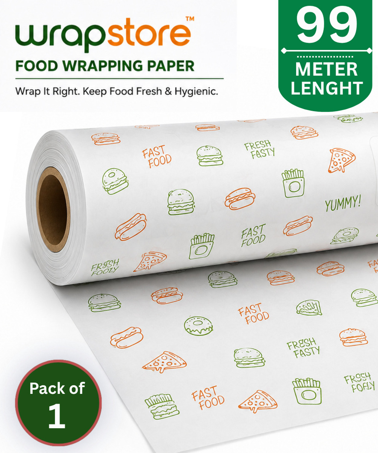 Image of WRAPSTORE 99m Food Grade Butter Paper Roll 1 Kg | Non-Stick Food Wrapping Paper Parchment Paper