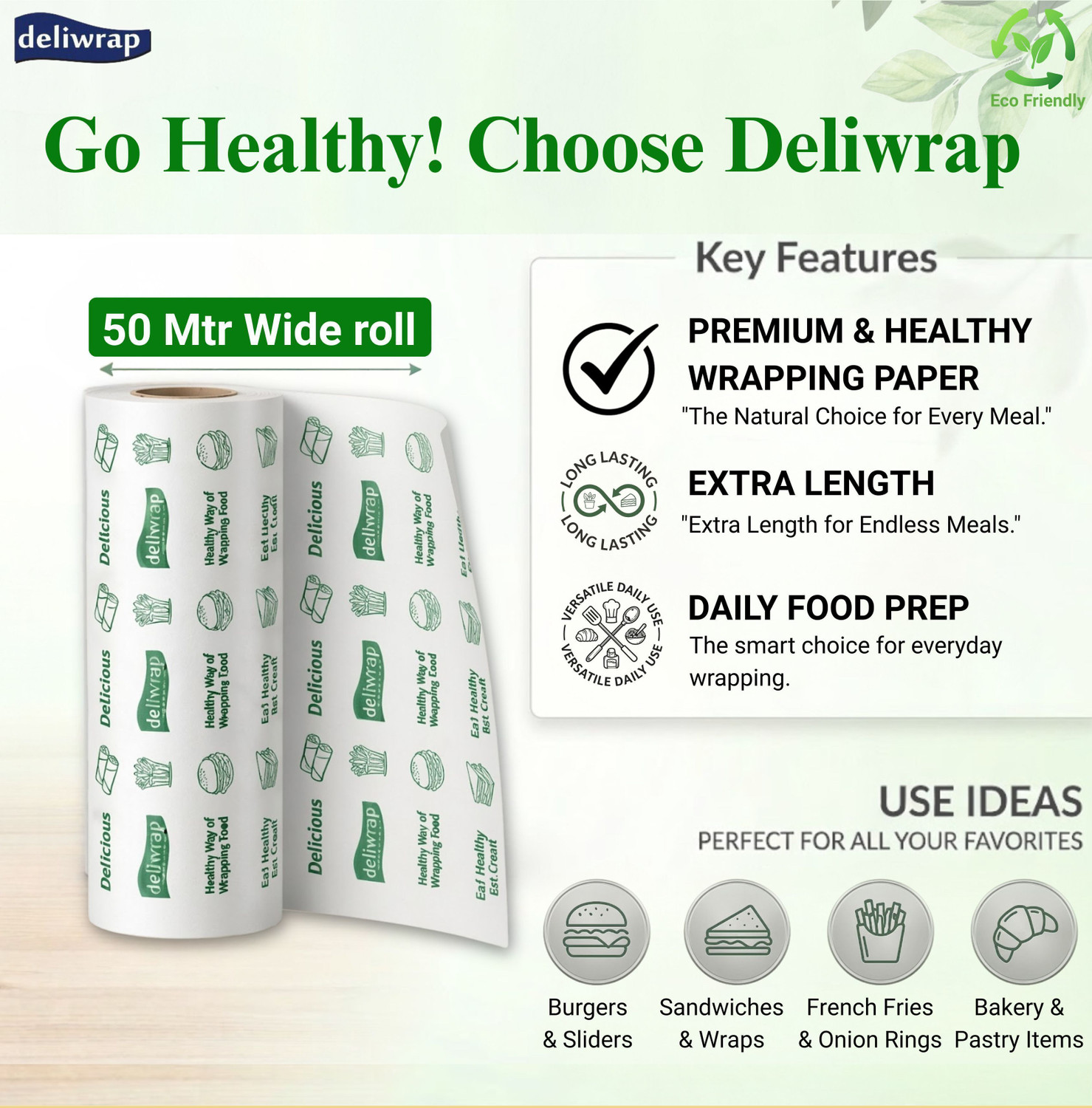 Image of Kcofoil Deliwrap 1 kg Food Wrapping Roll for Kitchen, Baking and Roti Wrap, Parchment Paper