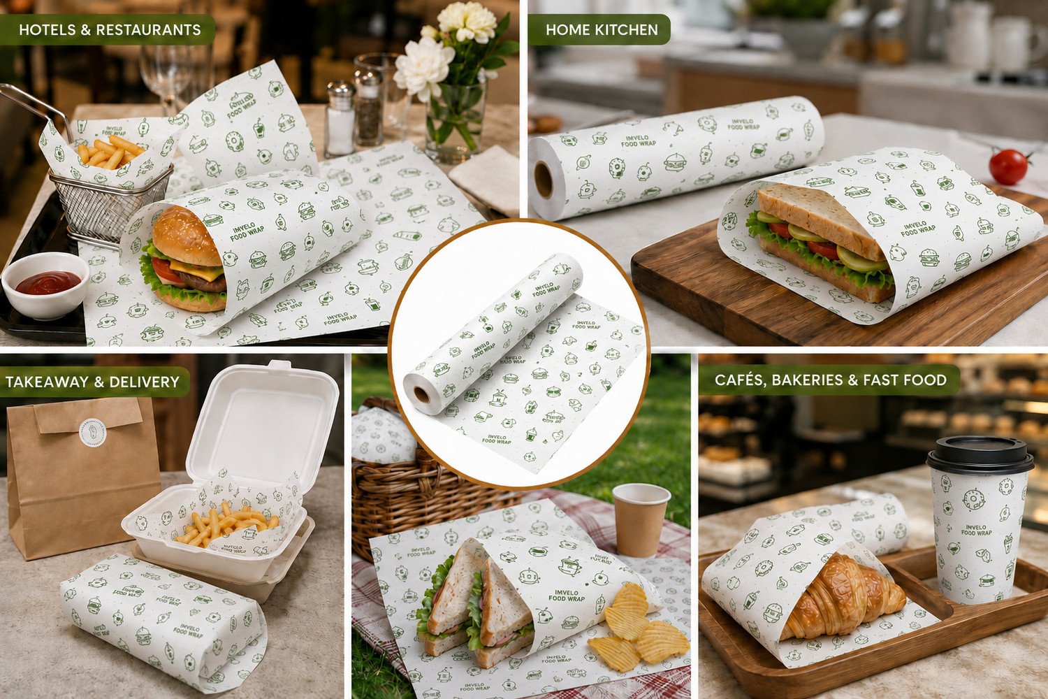 Image of IMVELO Food Wrapping Butter Paper - Non-Stick, Reheatable, Food-Safe 500 gm Paper Roll Paper Foil
