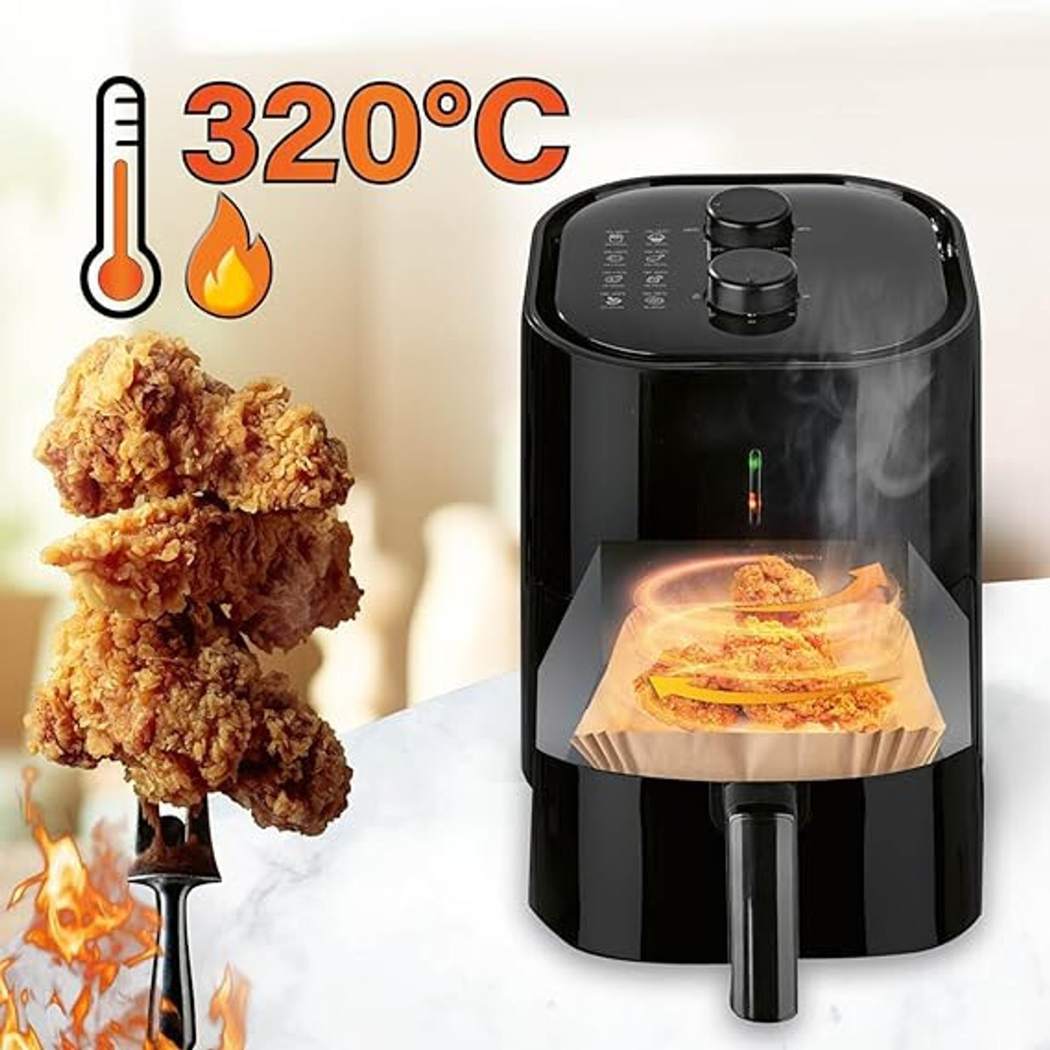 Image of TRODANCE 92 pcs 20cm Air Fryer Paper Sheets Airfryer Tray