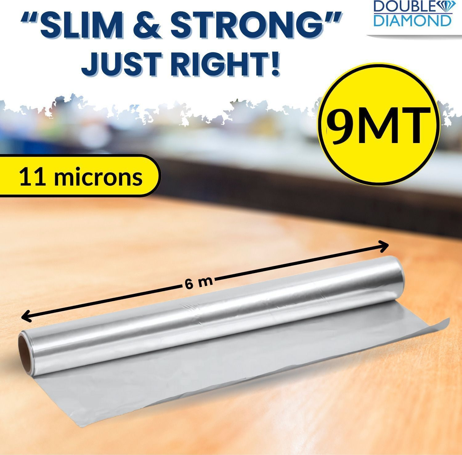 Image of DOUBLE DIAMOND Aluminium Foil Roll for Kitchen, Food Grade, 18M Aluminium Foil