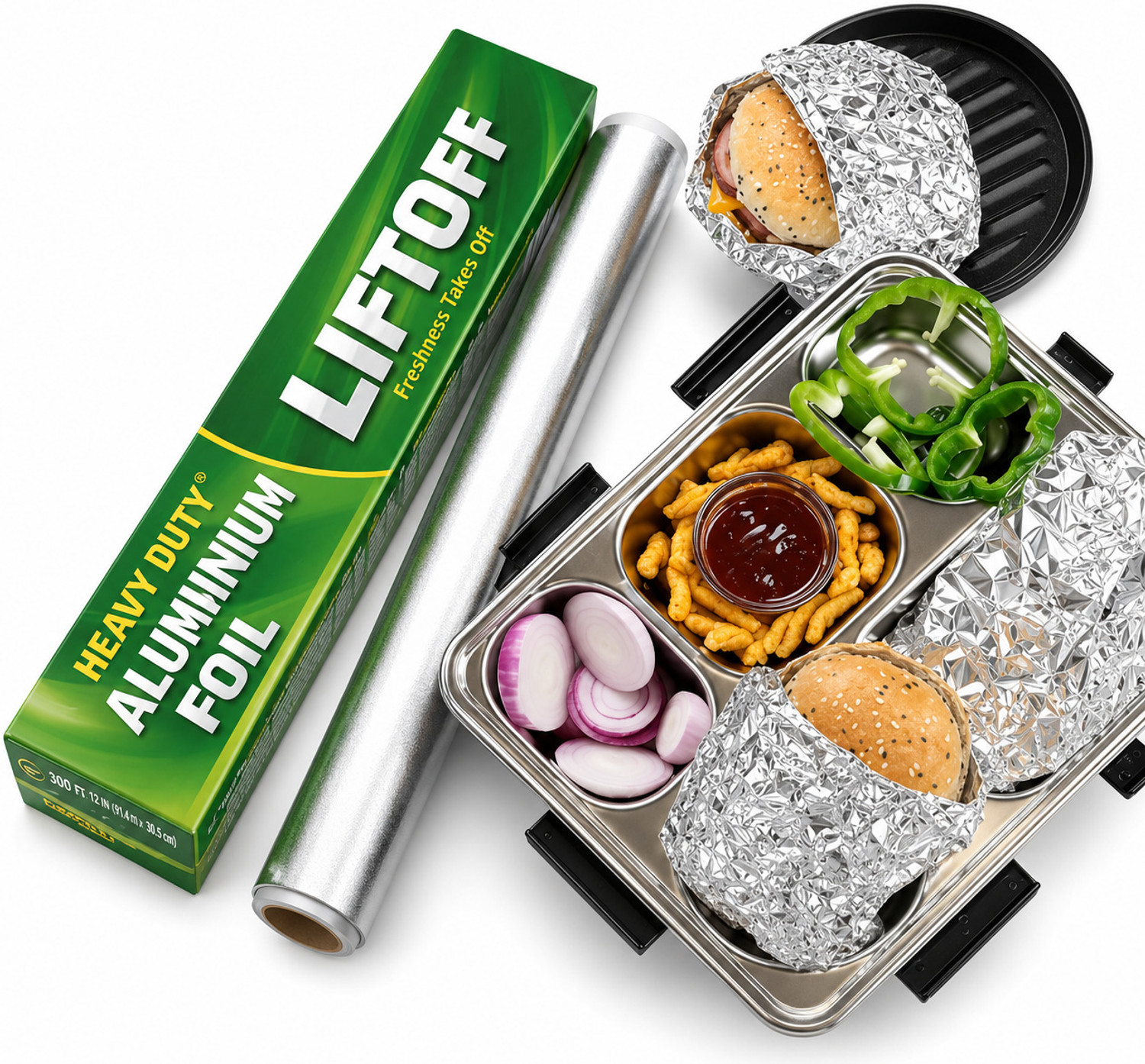 Image of liftoff Aluminium Foil Paper Food Grade Kitchen Wrapping Foil Aluminium Foil