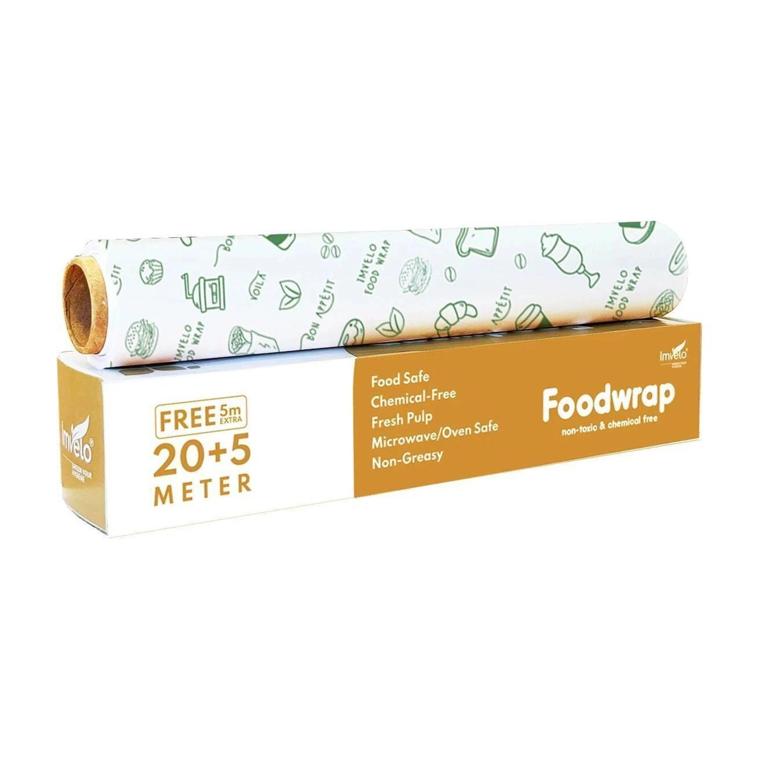 Image of IMVELO Food Wrapping Paper - Non-Stick, Reheatable Butter Paper Roll for Food Wrap Paper Foil