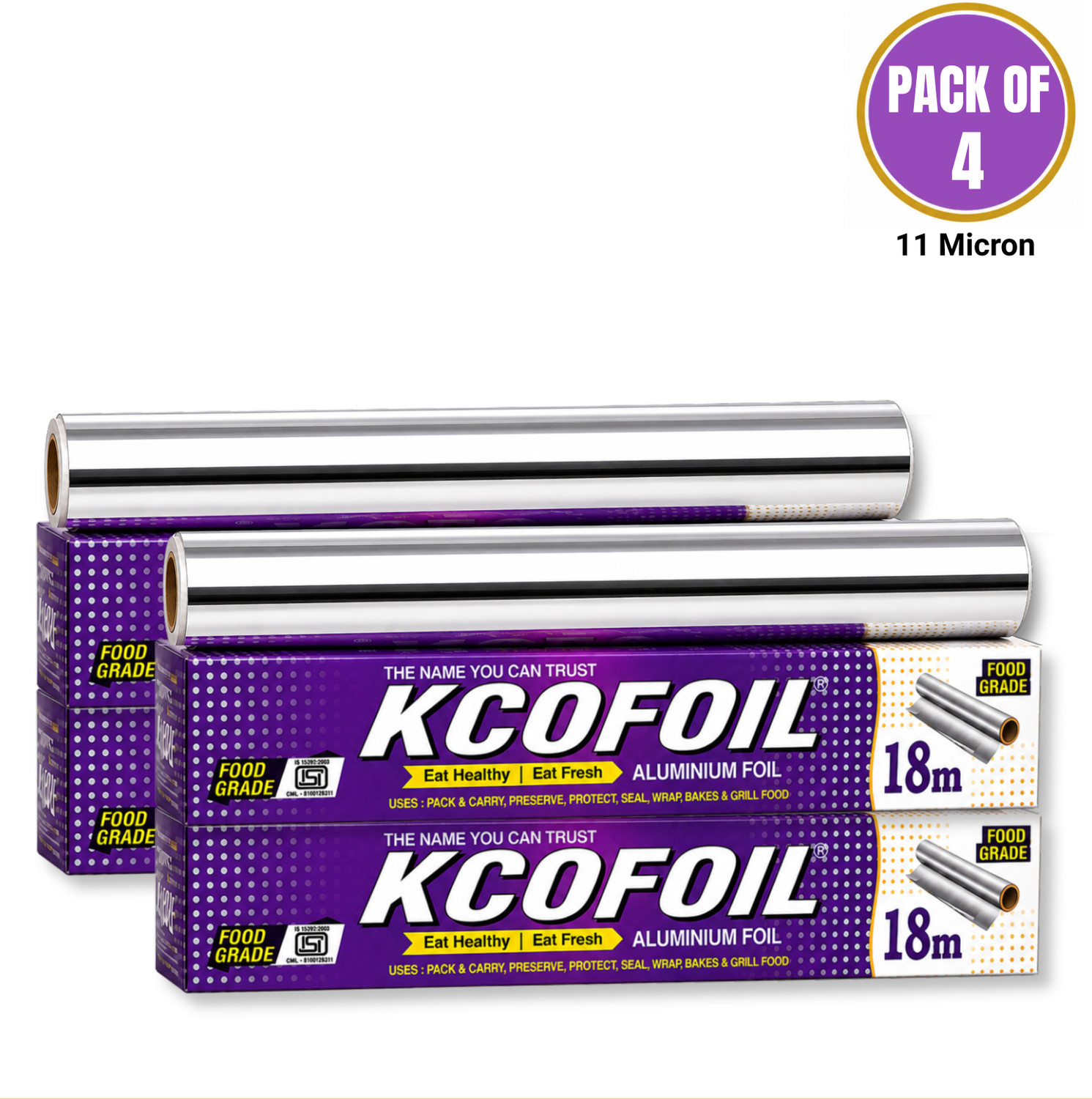 Image of Kcofoil Aluminium Foil 18 Mtr Roll | Heavy Duty Food Grade Kitchen Silver Wrapping Aluminium Foil