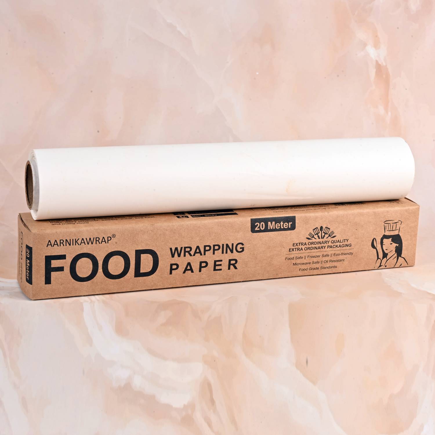 Aarnikawrap Food Wrap Paper 20 Meter Food Grade, Microwave Safe, 100% Hygienic & Ecofriendly Parchment Paper