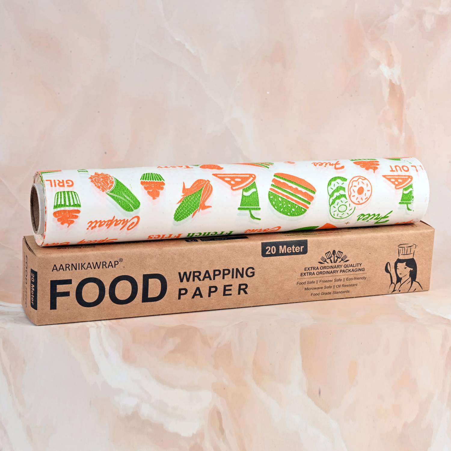 Aarnikawrap Food Wrap Paper 20 Meter Food Grade, Microwave Safe, 100% Hygienic & Ecofriendly Parchment Paper
