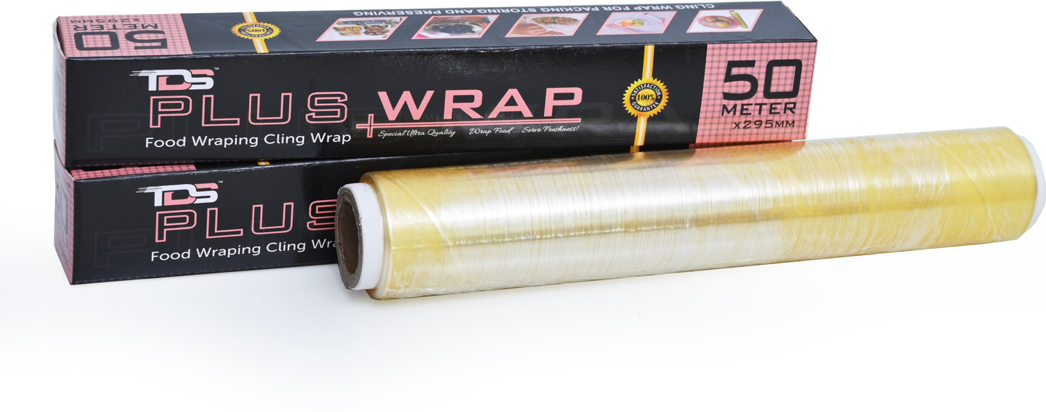 Image of TDS PLUS WRAP 50 Meter Biodegradable Food Storage Wrapping Film Pack 2 Shrinkwrap
