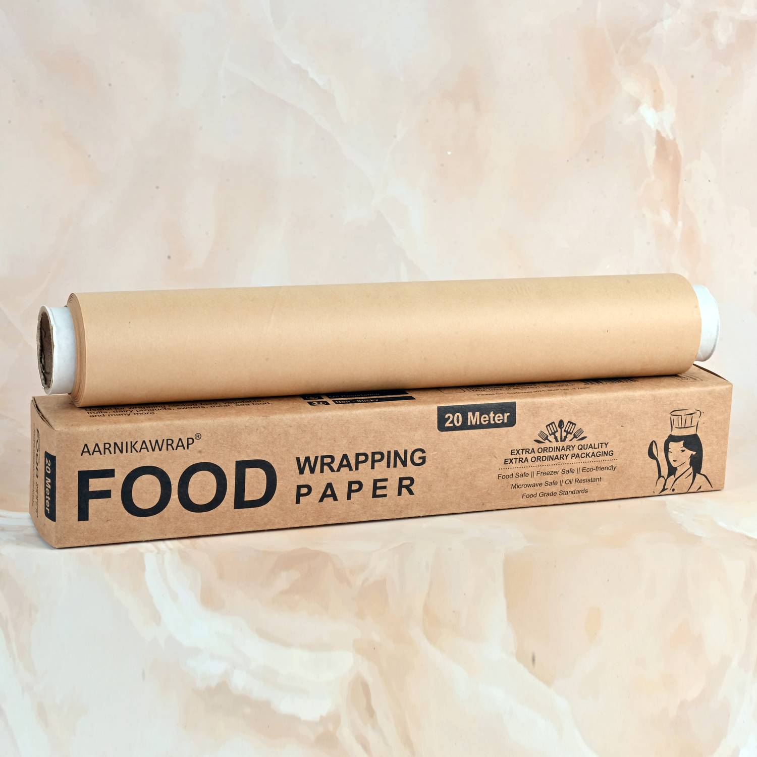 Aarnikawrap Food Wrap Paper 20 Meter Food Grade, Microwave Safe, 100% Hygienic & Ecofriendly Parchment Paper
