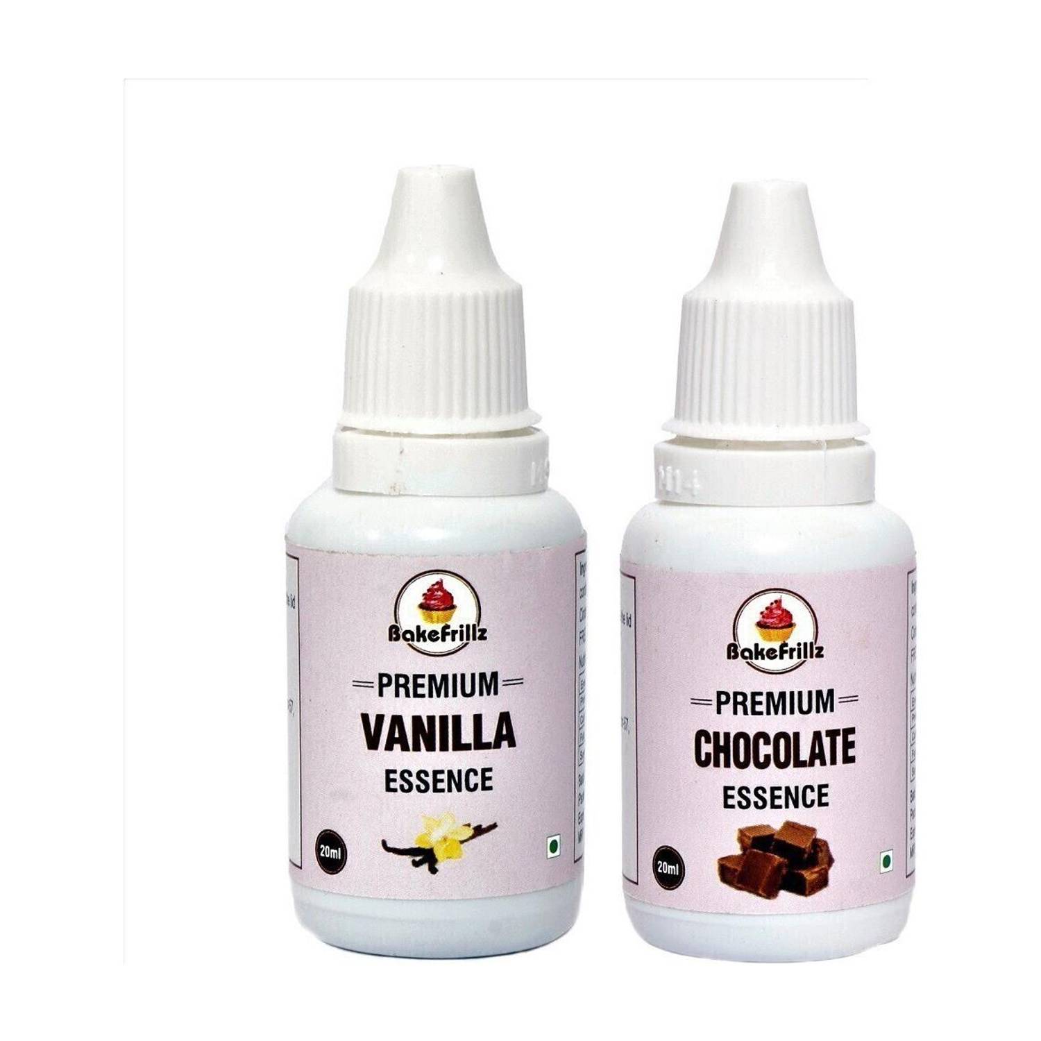 Bakefrillz Vanilla Essence & Chocolate Essence (20ml x 2) food flavour for cakes, ice cream Vanilla Liquid Food Essence