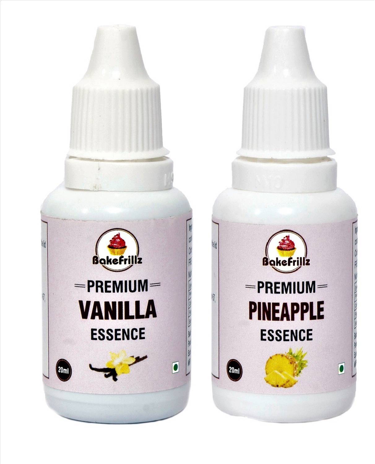 Bakefrillz Vanilla & Pineapple Essence for cakes, ice creams desserts, 20 ml x 2 Vanilla Liquid Food Essence