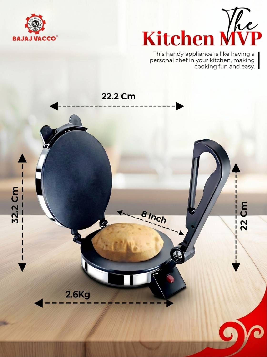 BAJAJ VACCO Go Ezzee Chapati Maker C-03 (NEW) Roti and Khakra