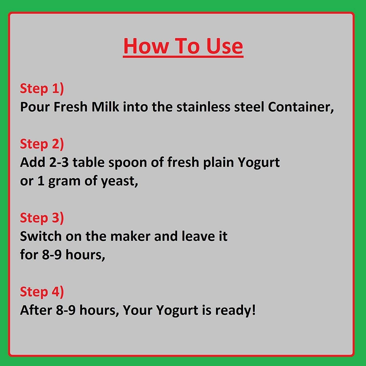Image of TAPUJI Yogurt Maker Machine, Stainless Steel Inner Container Electric Yogurt Maker Portable 15 Watts Electric 1L Automatic Yogurt Maker Yogurt Maker