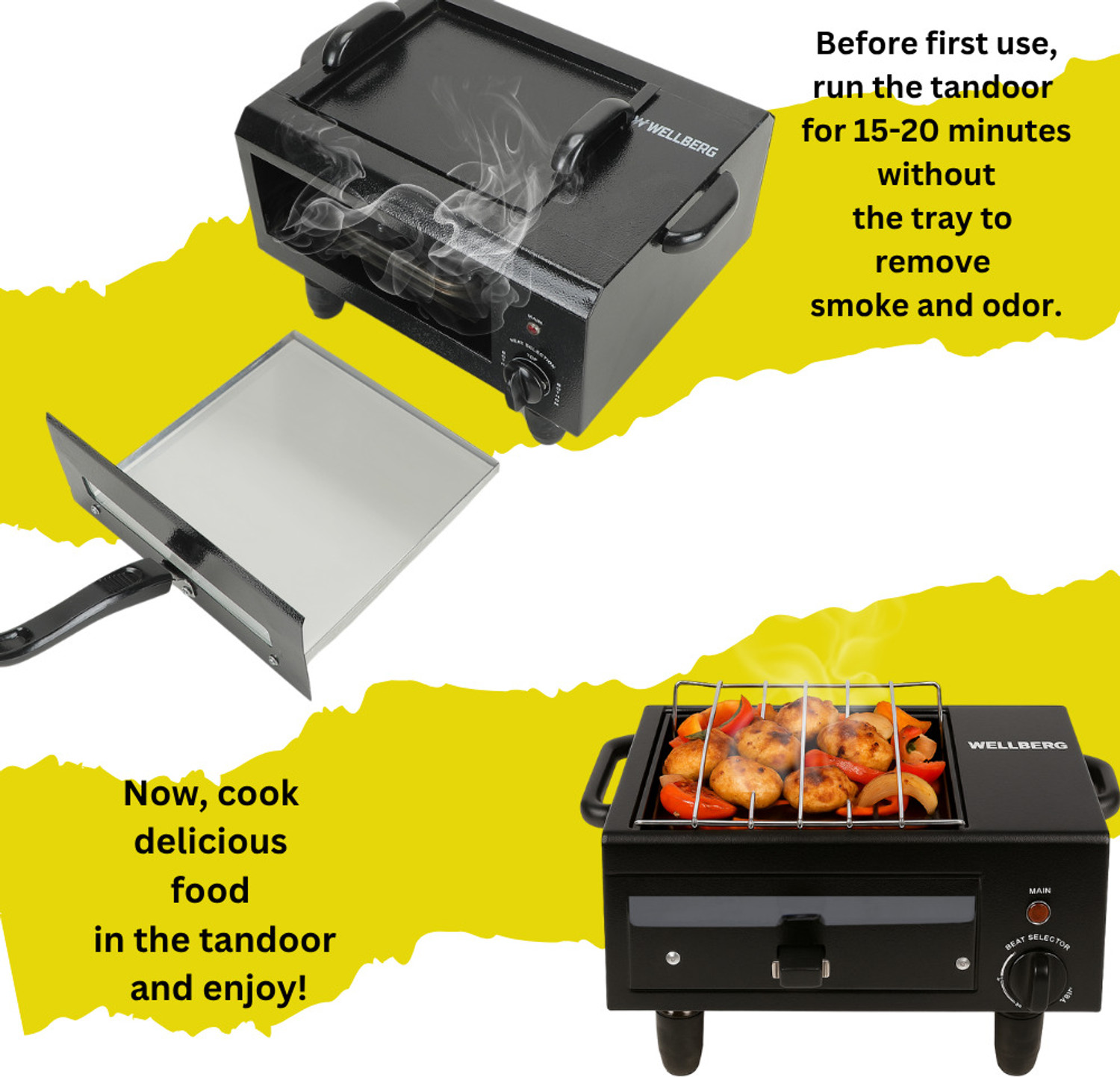 Image of WELLBERG Premium Dual 2-in-1 Oven for Grilling, Baking, Roasting & Tandoori Cooking Electric Tandoor