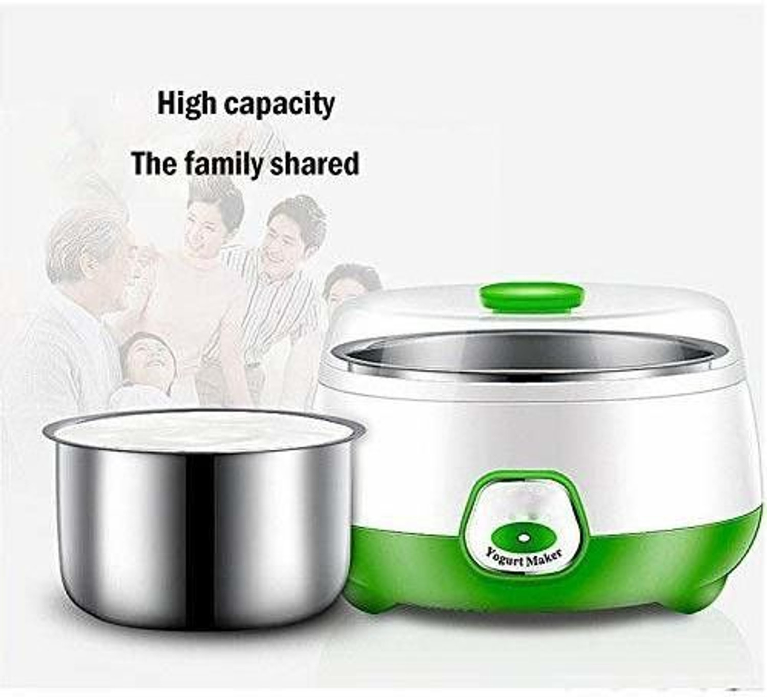 Image of TAPUJI Yogurt Maker Machine, Stainless Steel Inner Container Electric Yogurt Maker Portable 15 Watts Electric 1L Automatic Yogurt Maker Yogurt Maker