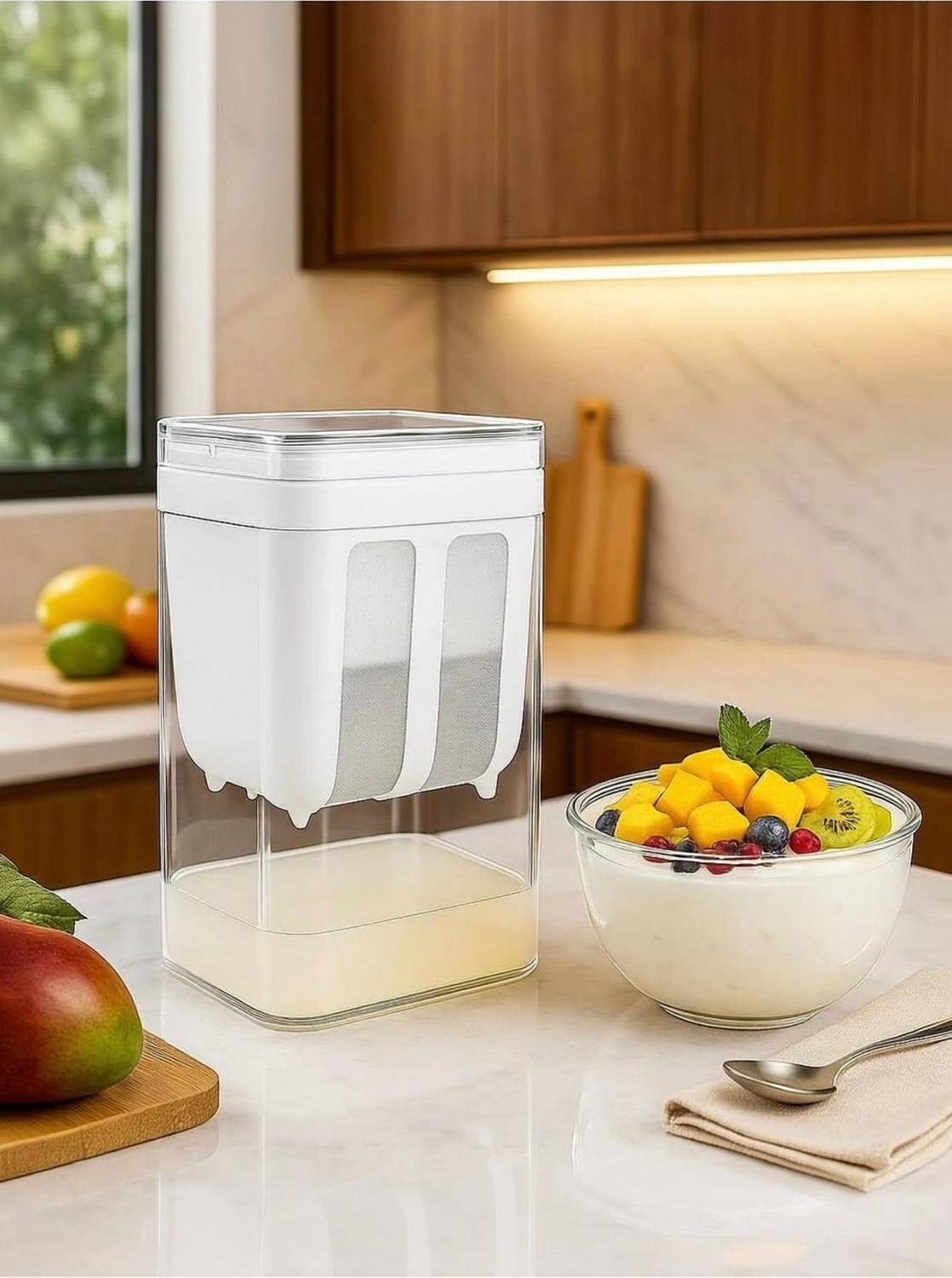 BloomKitchen Yogurt & Curd Maker Fine Mesh Strainer with Lid Yogurt Maker